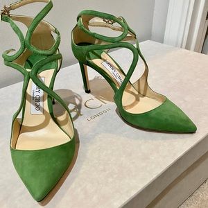 Jimmy Choo Strappy Pumps-Lime, Suede